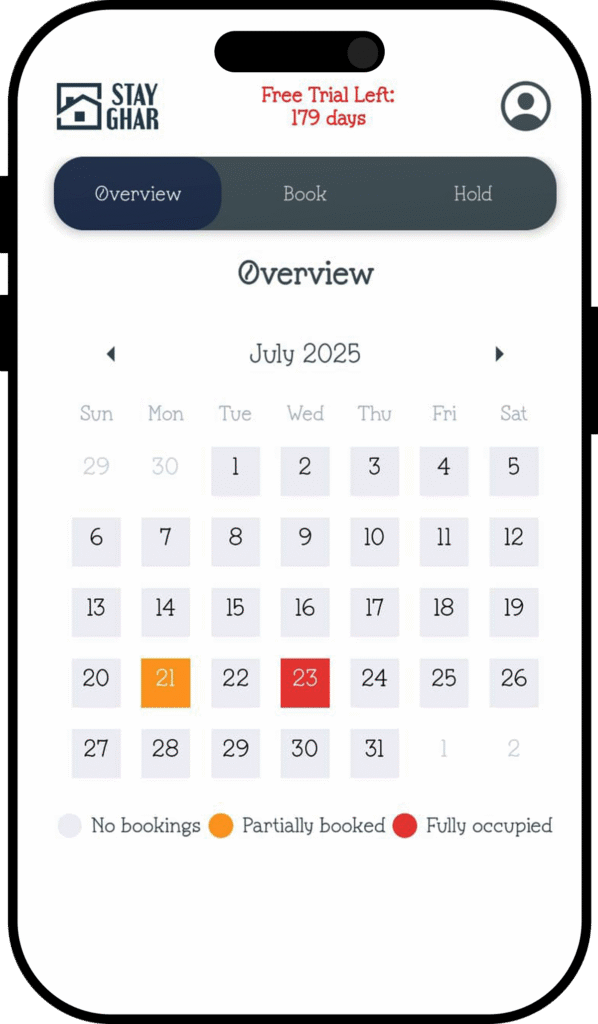 StayGhar app calendar solves room management