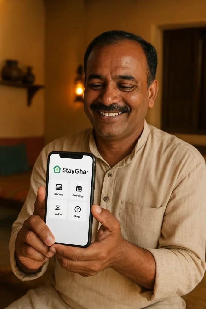 Best homestay booking app Stayghar being used by homestay owner