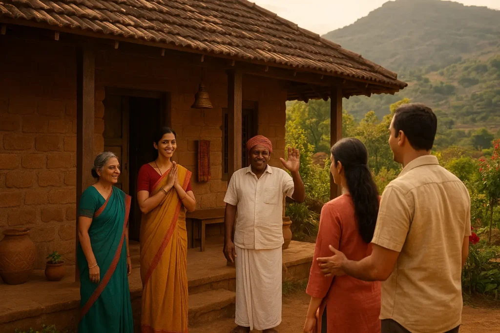 Homestay owners welcoming guests 